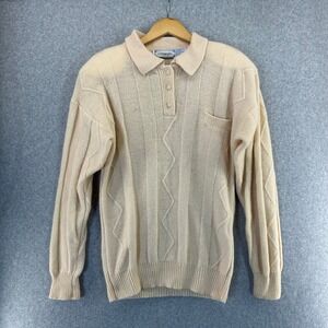Vintage J. Christopher Medium Collared Sweater Wool Knit Cream Ivory